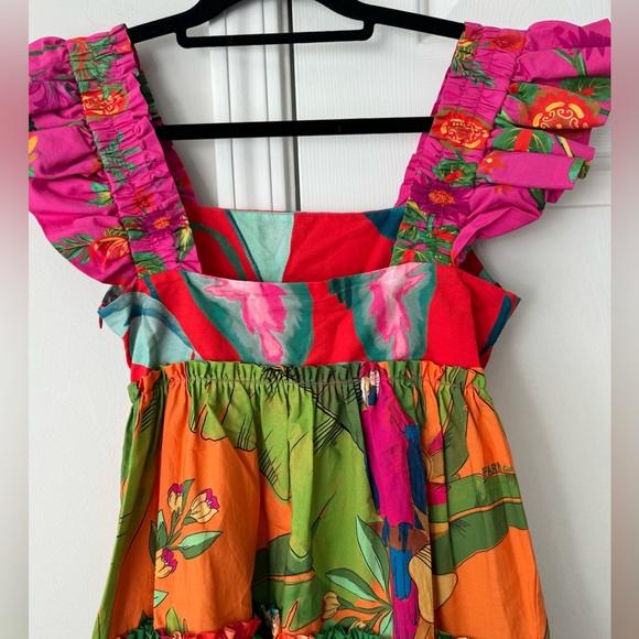 Farm Rio Foliage Mix Cotton Mini Dress, Size XS - Picture 12 of 16